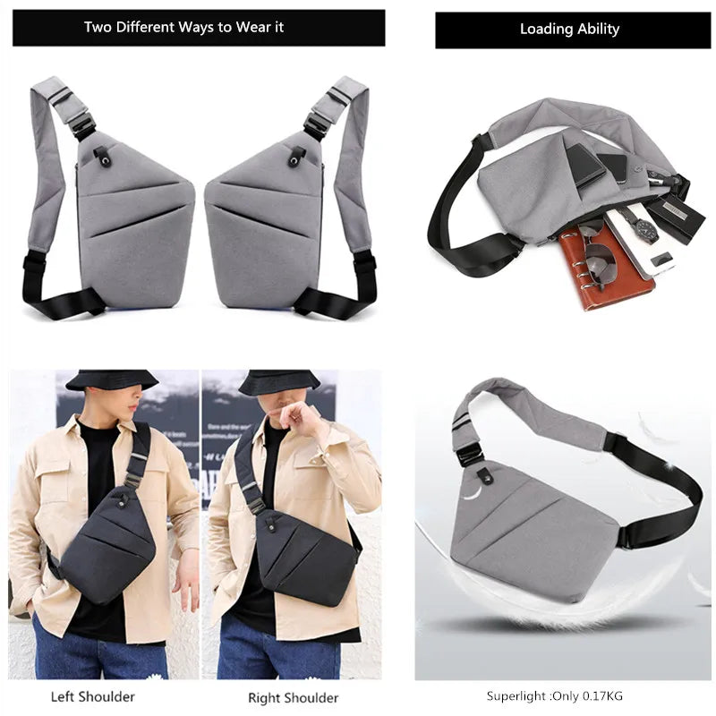 Fengdong Men’s Ultra-Thin Anti-Theft Sling Bag – Mini Crossbody Travel & Sports Chest Bag