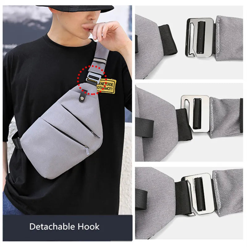 Fengdong Men’s Ultra-Thin Anti-Theft Sling Bag – Mini Crossbody Travel & Sports Chest Bag