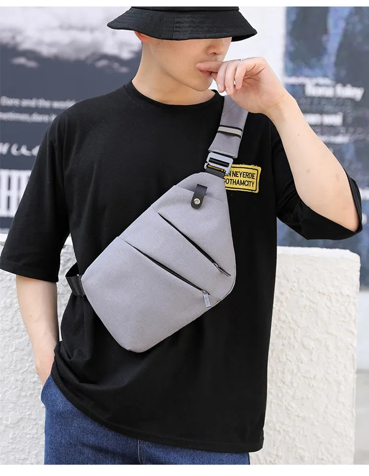 Fengdong Men’s Ultra-Thin Anti-Theft Sling Bag – Mini Crossbody Travel & Sports Chest Bag