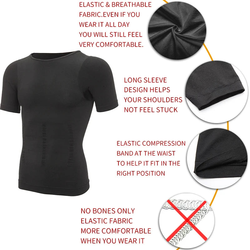 💪 Men’s Slimming Body Shaper – Compression Shirt for Chest & Tummy Control