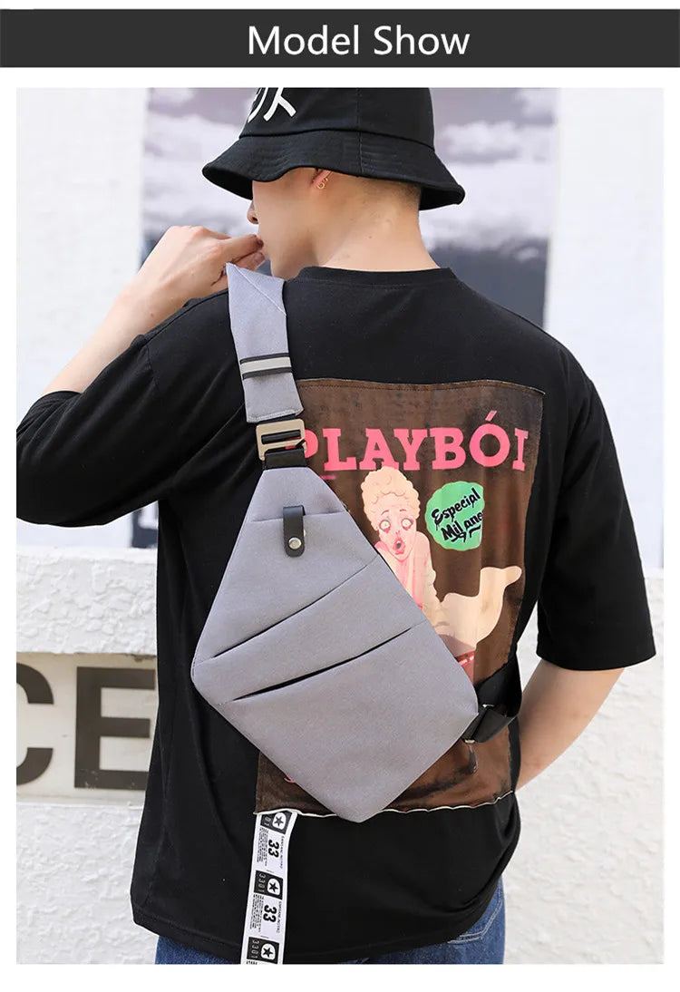 Fengdong Men’s Ultra-Thin Anti-Theft Sling Bag – Mini Crossbody Travel & Sports Chest Bag