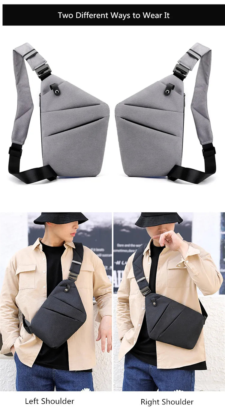 Fengdong Men’s Ultra-Thin Anti-Theft Sling Bag – Mini Crossbody Travel & Sports Chest Bag