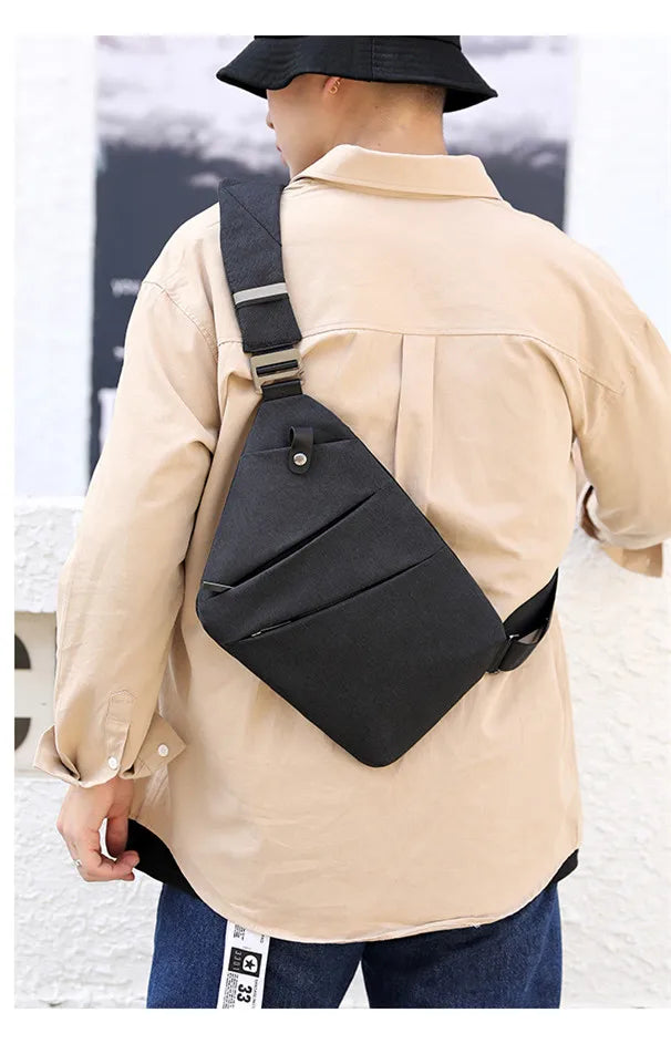 Fengdong Men’s Ultra-Thin Anti-Theft Sling Bag – Mini Crossbody Travel & Sports Chest Bag