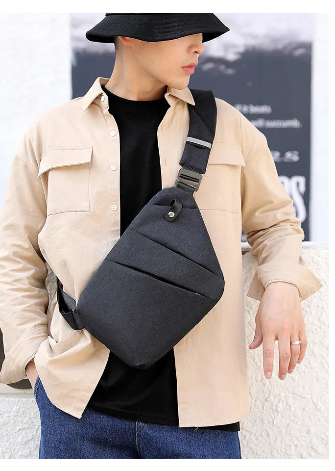 Fengdong Men’s Ultra-Thin Anti-Theft Sling Bag – Mini Crossbody Travel & Sports Chest Bag