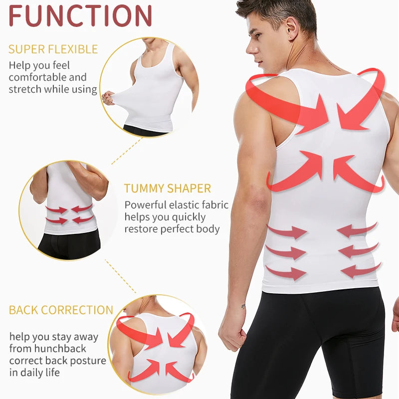 💪 Men’s Slimming Body Shaper – Compression Shirt for Chest & Tummy Control