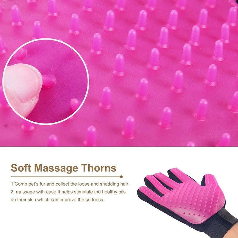 🧤 Silicone Pet Grooming Glove – Deshedding & Bathing Tool for Dogs & Cat