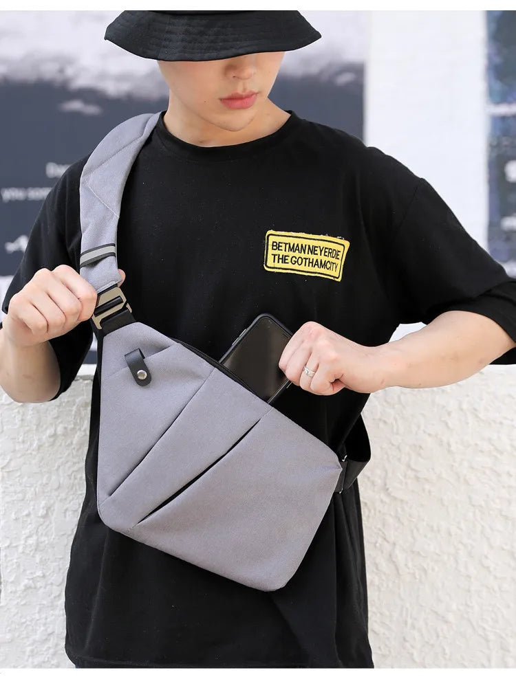 Fengdong Men’s Ultra-Thin Anti-Theft Sling Bag – Mini Crossbody Travel & Sports Chest Bag