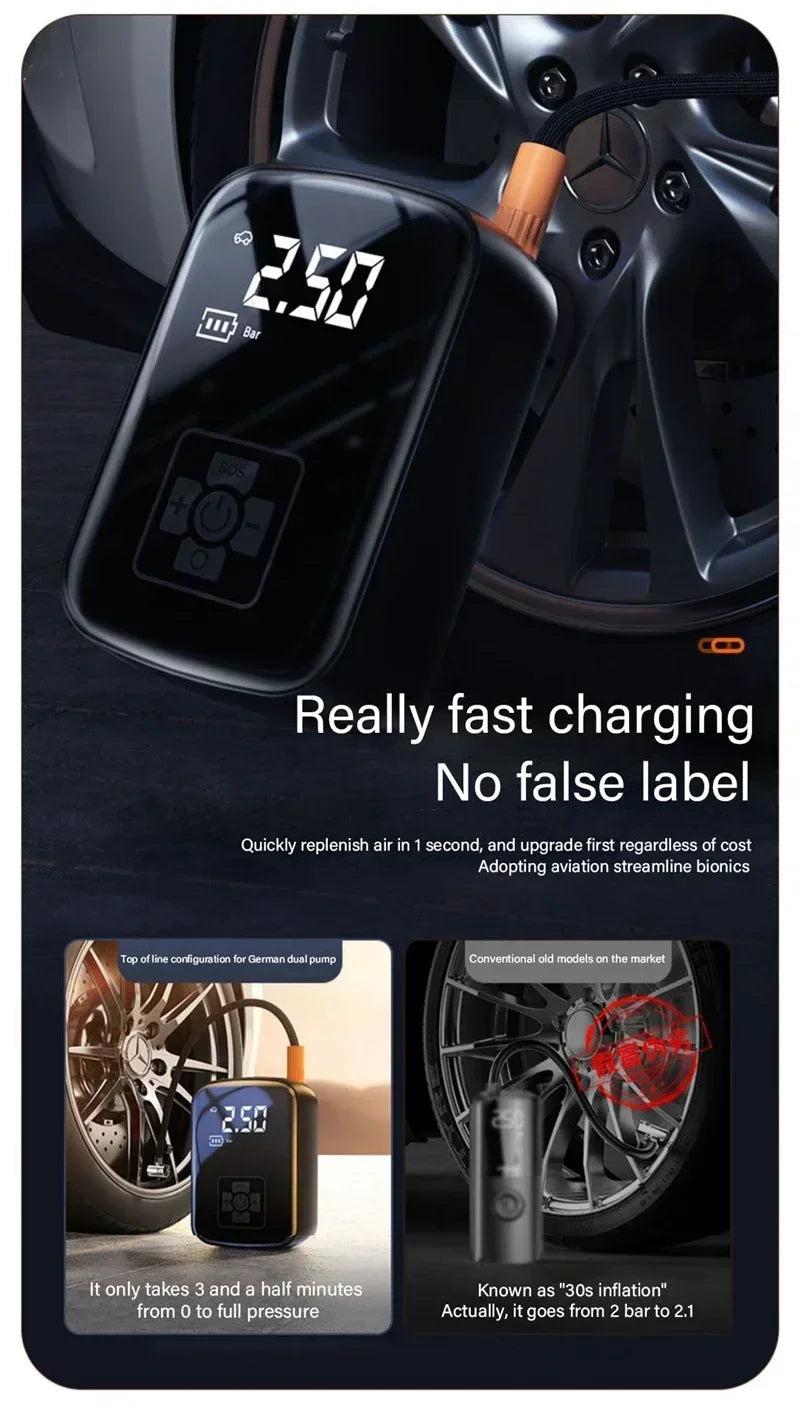 π Portable Wireless Air Pump β Electric Tire Inflator with Barometer