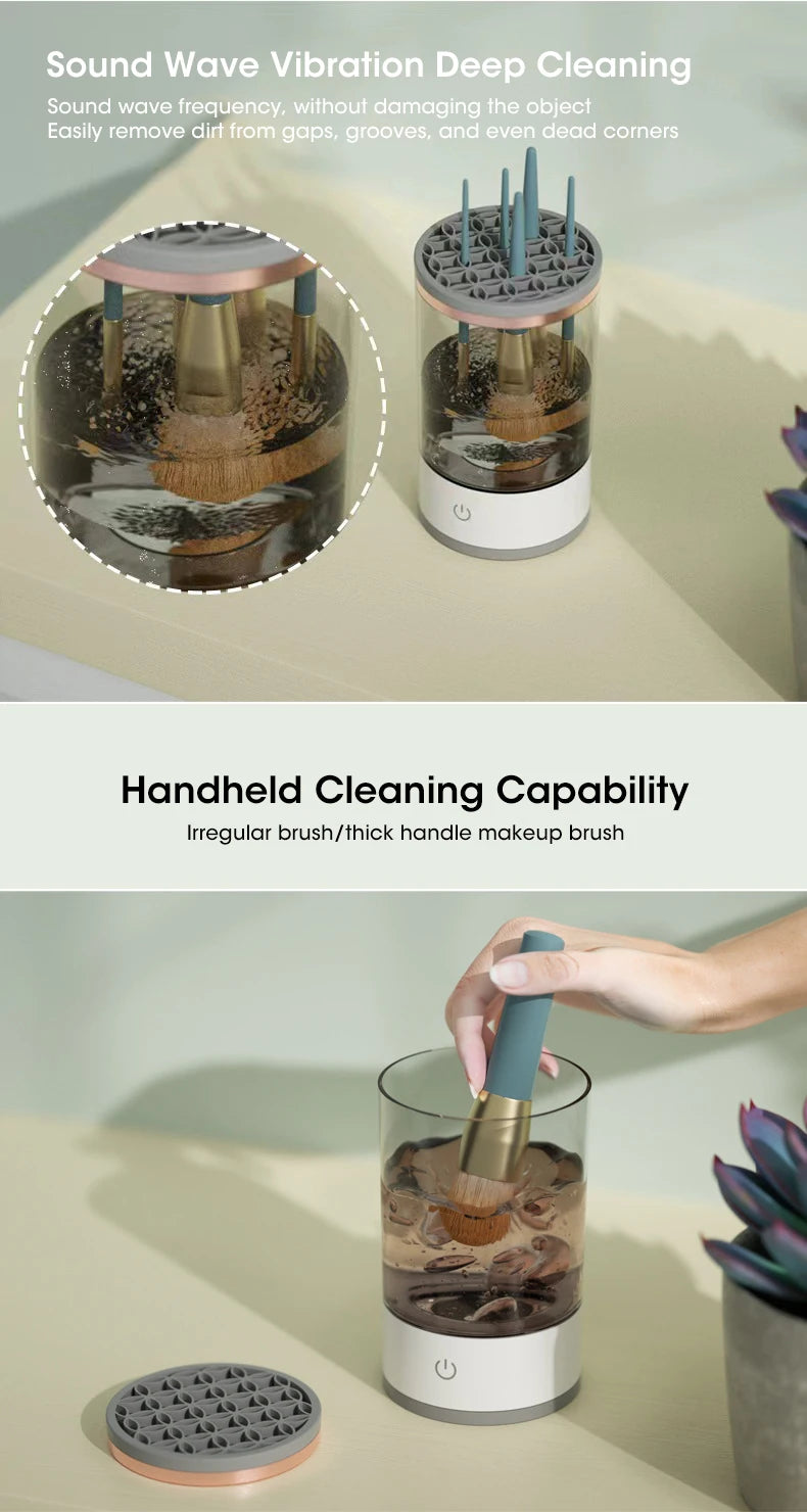 💄 USB Electric Makeup Brush Cleaner – 3-in-1 Portable Washer, Dryer & Drying Rack