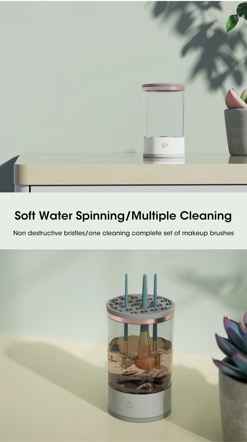 💄 USB Electric Makeup Brush Cleaner – 3-in-1 Portable Washer, Dryer & Drying Rack