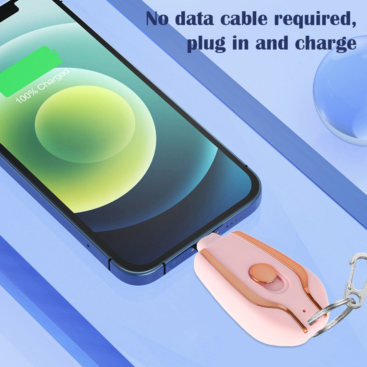 ⚡🔑Android-Compatible 1500mAh Keychain Charger | Durable, Compact Type-C Emergency Power