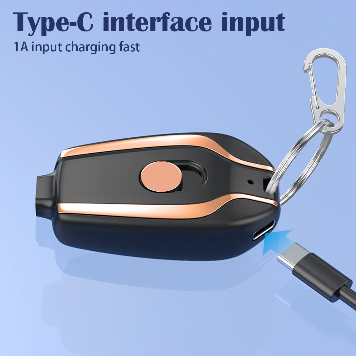 ⚡🔑Android-Compatible 1500mAh Keychain Charger | Durable, Compact Type-C Emergency Power
