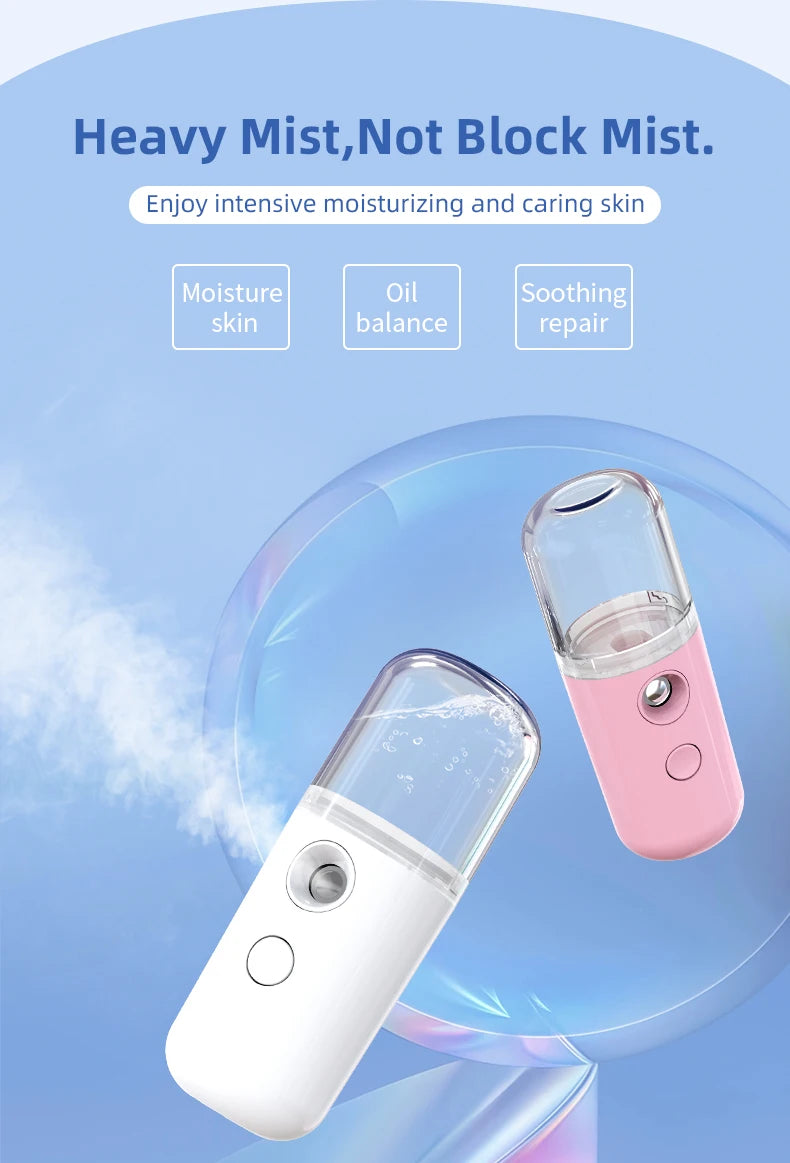 Mini Rechargeable Facial Steamer — 30ml Portable Nano Mist Sprayer for Instant Hydration, Wireless & Wireless! 💧✨