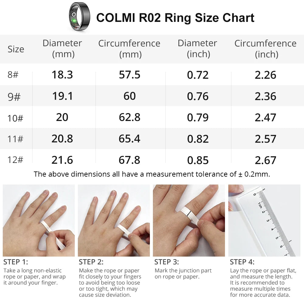 COLMI R02 Waterproof Smart Ring with Charging Case