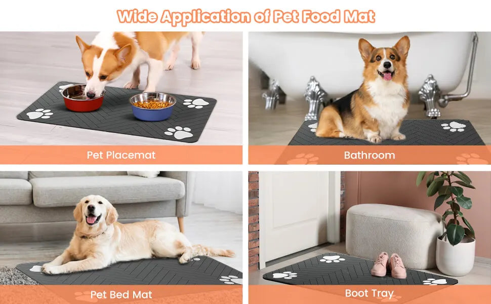 🐾 Pet Feeding Mat – Absorbent Waterproof Placemat for Dog & Cat Bowls