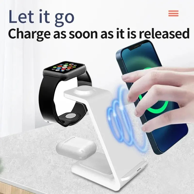 ⚡ 30W 3-in-1 Wireless Charging Stand – Fast Charger Dock for iPhone, Apple Watch & AirPods Pro