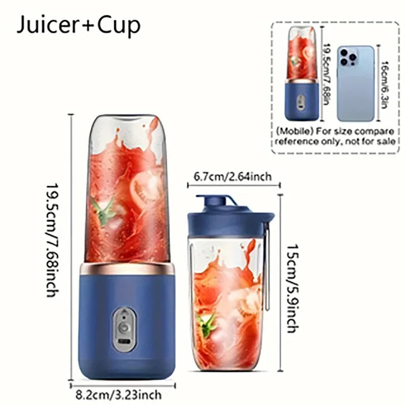 🍓 Portable USB Rechargeable Juicer Set – Mini Blender with 2 Cups