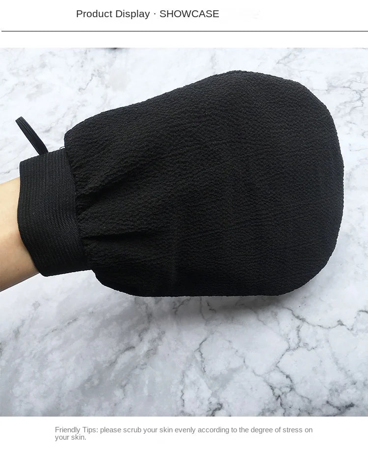 🛁 Black Exfoliating Bath Towel Glove – Double-Sided, Medium Sand Texture