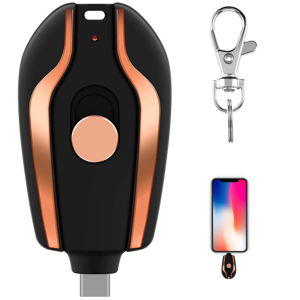 ⚡🔑Android-Compatible 1500mAh Keychain Charger | Durable, Compact Type-C Emergency Power