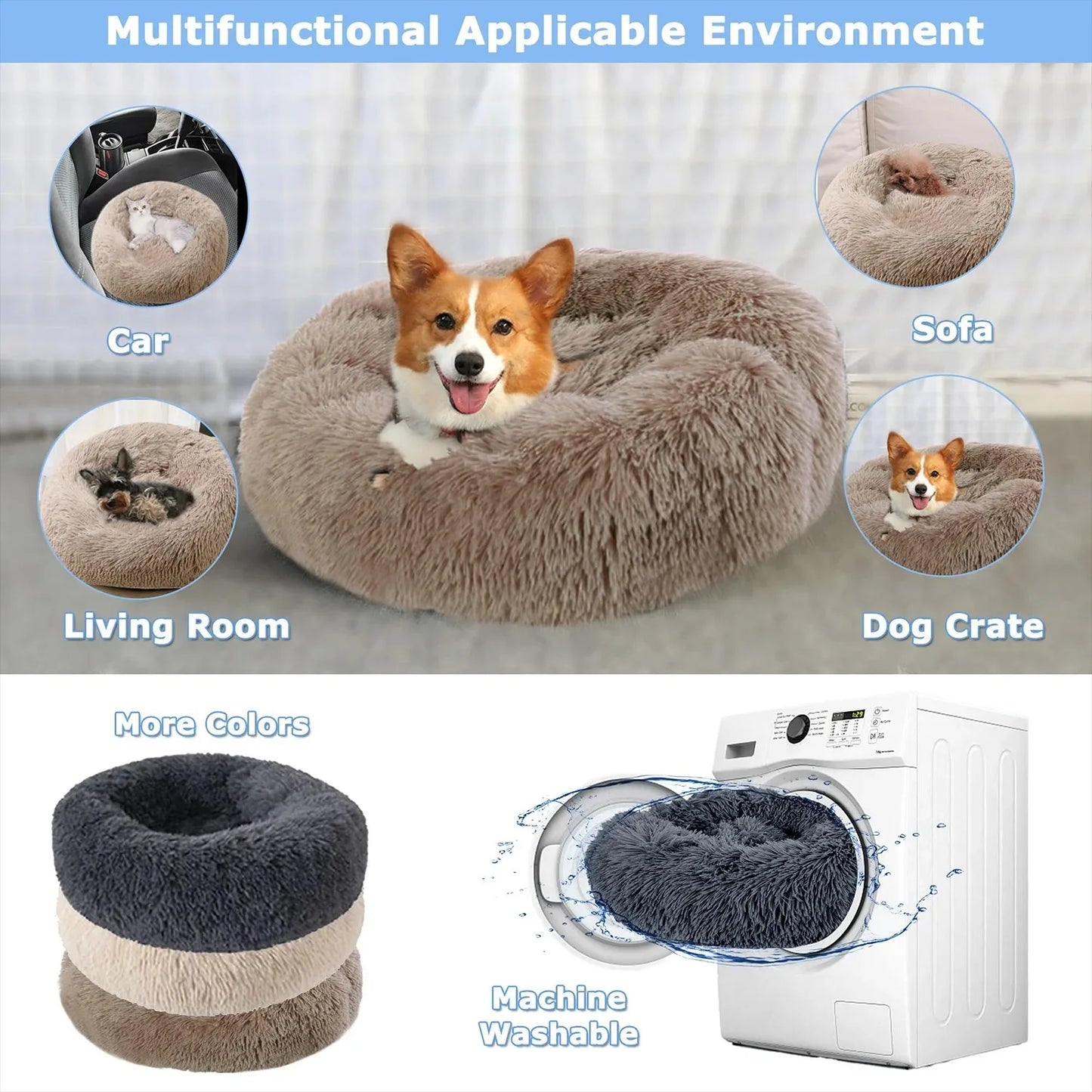 πΆπ± Round Plush Pet Bed β Warm, Washable Sofa Basket for Dogs & Cats