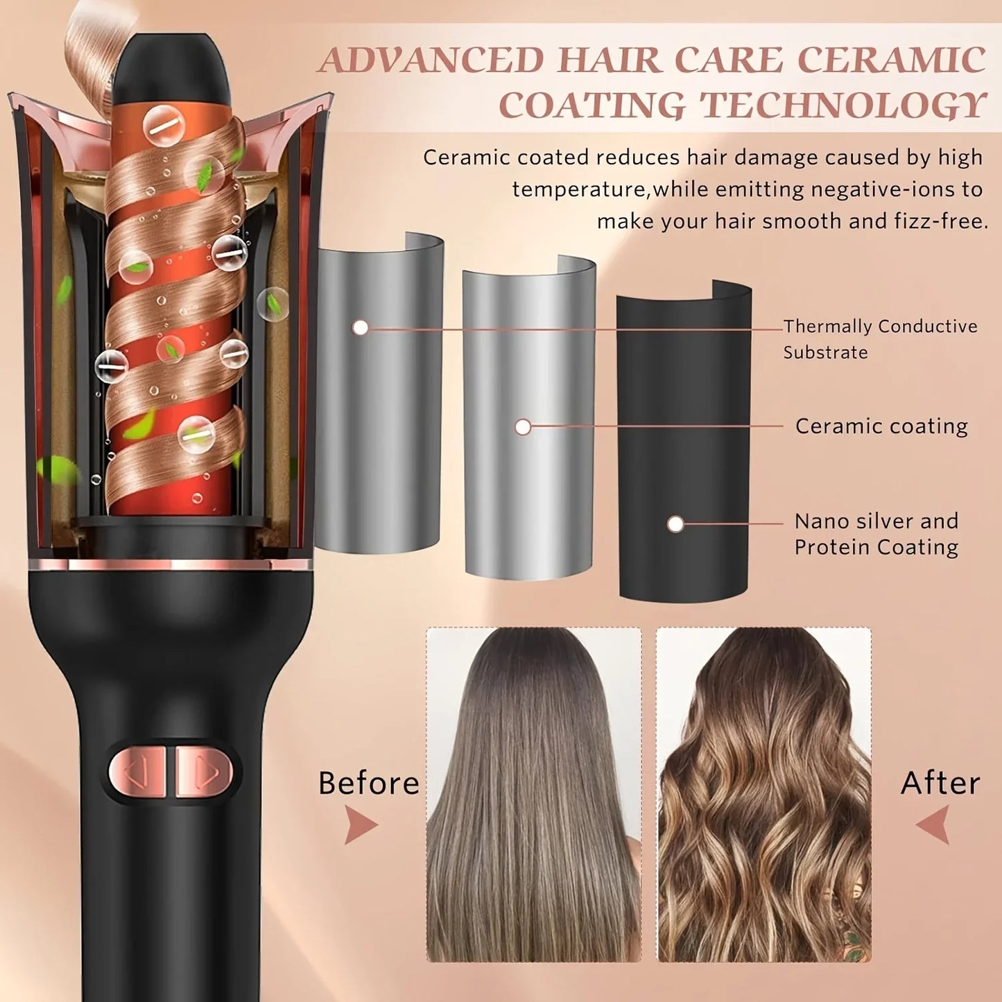 Automatic Ceramic Rotating Air Curler & Spin Wand Styler — Magic Hair Curling Machine