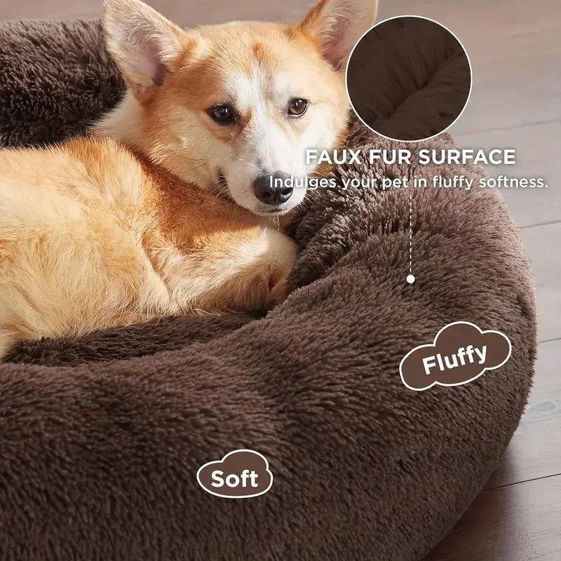 πΆπ± Round Plush Pet Bed β Warm, Washable Sofa Basket for Dogs & Cats