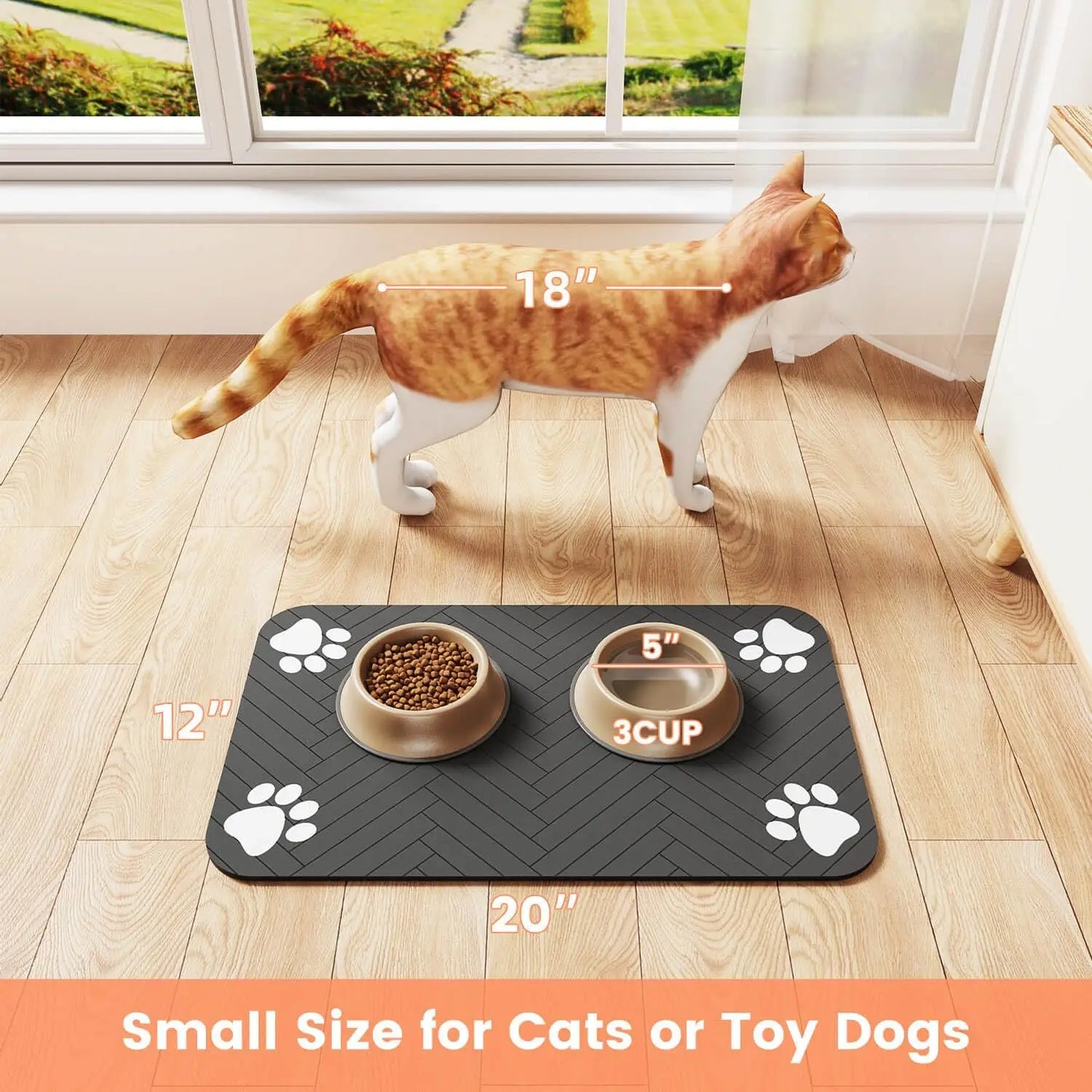 🐾 Pet Feeding Mat – Absorbent Waterproof Placemat for Dog & Cat Bowls