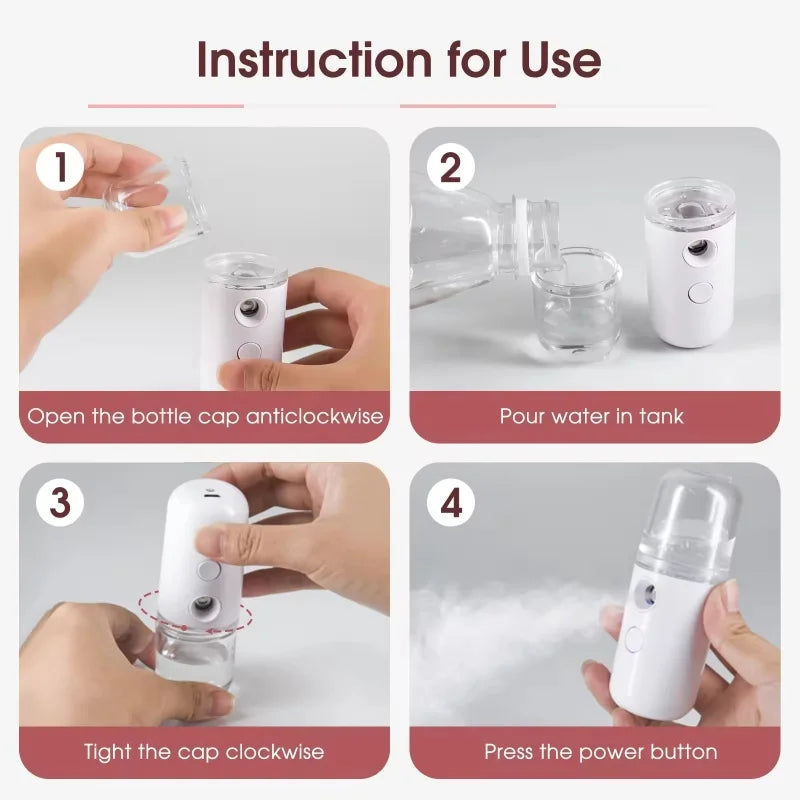 Mini Rechargeable Facial Steamer — 30ml Portable Nano Mist Sprayer for Instant Hydration, Wireless & Wireless! 💧✨
