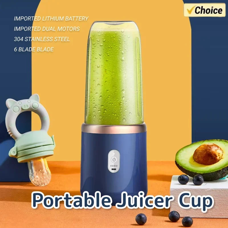 🍓 Portable USB Rechargeable Juicer Set – Mini Blender with 2 Cups