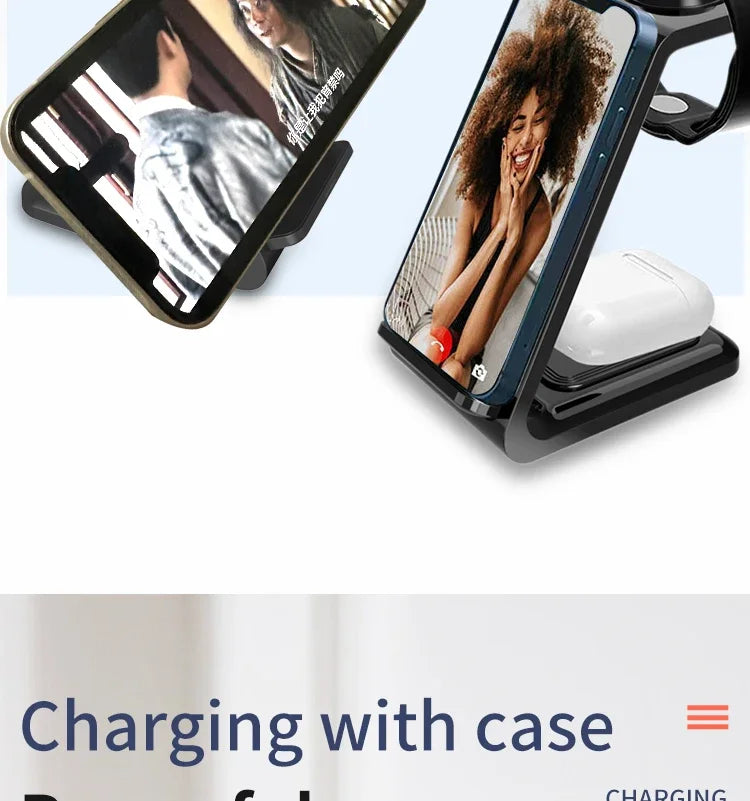 ⚡ 30W 3-in-1 Wireless Charging Stand – Fast Charger Dock for iPhone, Apple Watch & AirPods Pro