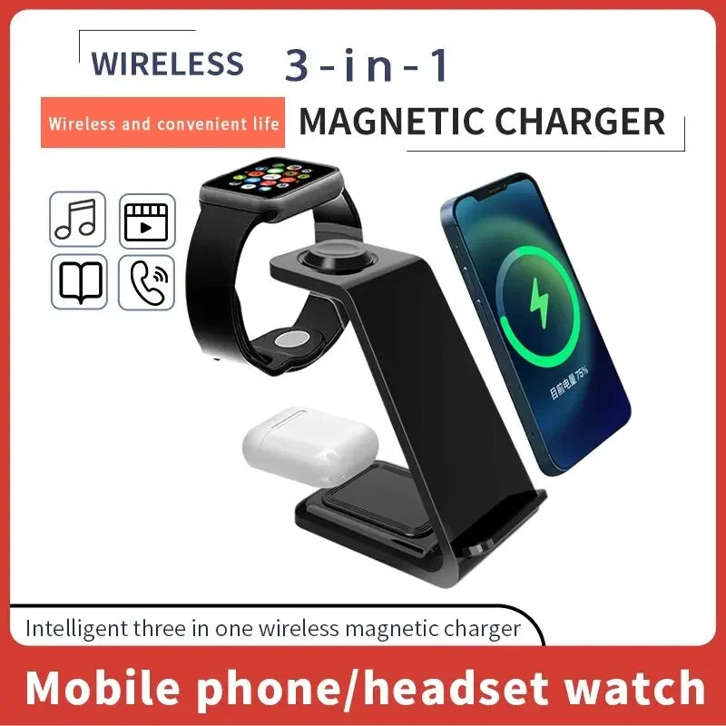 ⚡ 30W 3-in-1 Wireless Charging Stand – Fast Charger Dock for iPhone, Apple Watch & AirPods Pro