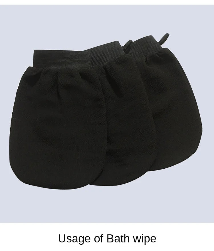 🛁 Black Exfoliating Bath Towel Glove – Double-Sided, Medium Sand Texture