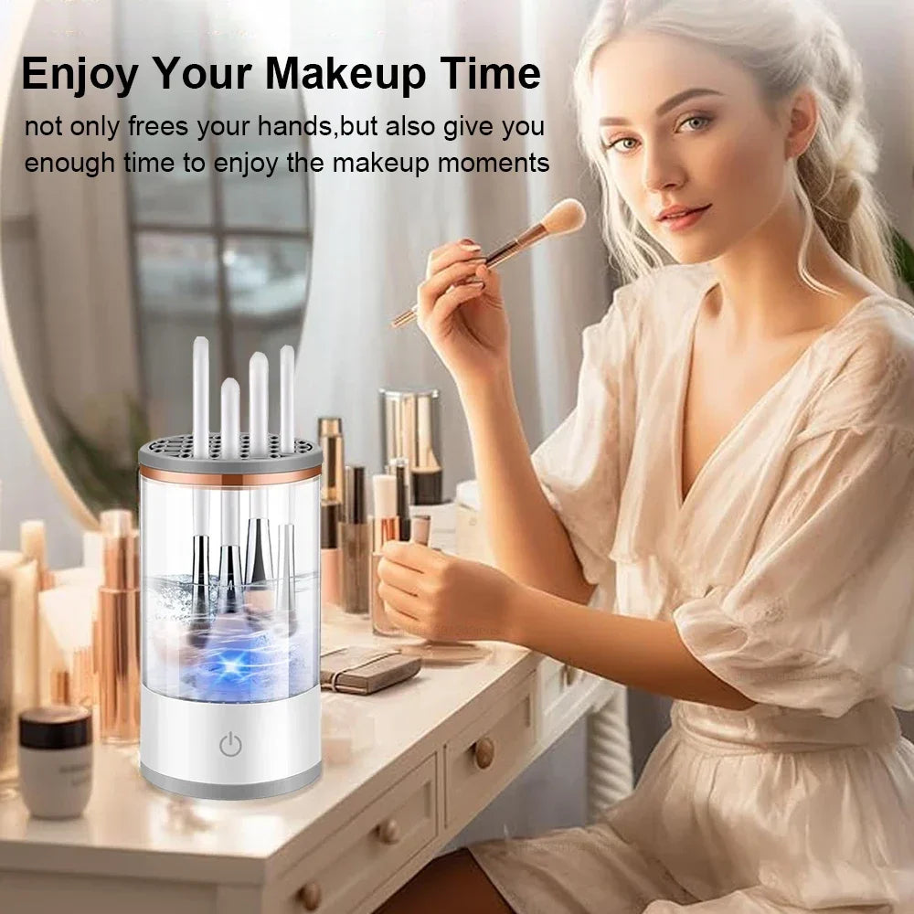 💄 USB Electric Makeup Brush Cleaner – 3-in-1 Portable Washer, Dryer & Drying Rack