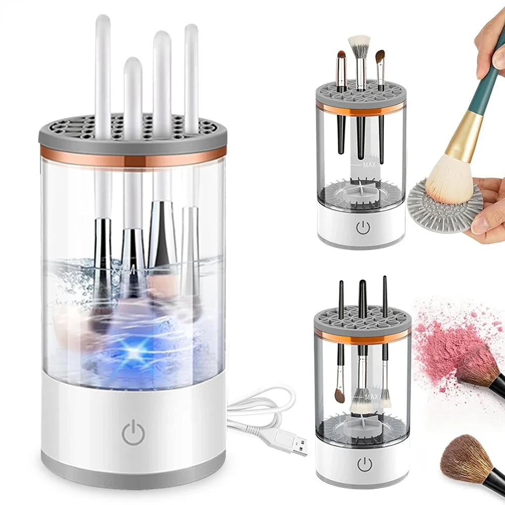 💄 USB Electric Makeup Brush Cleaner – 3-in-1 Portable Washer, Dryer & Drying Rack