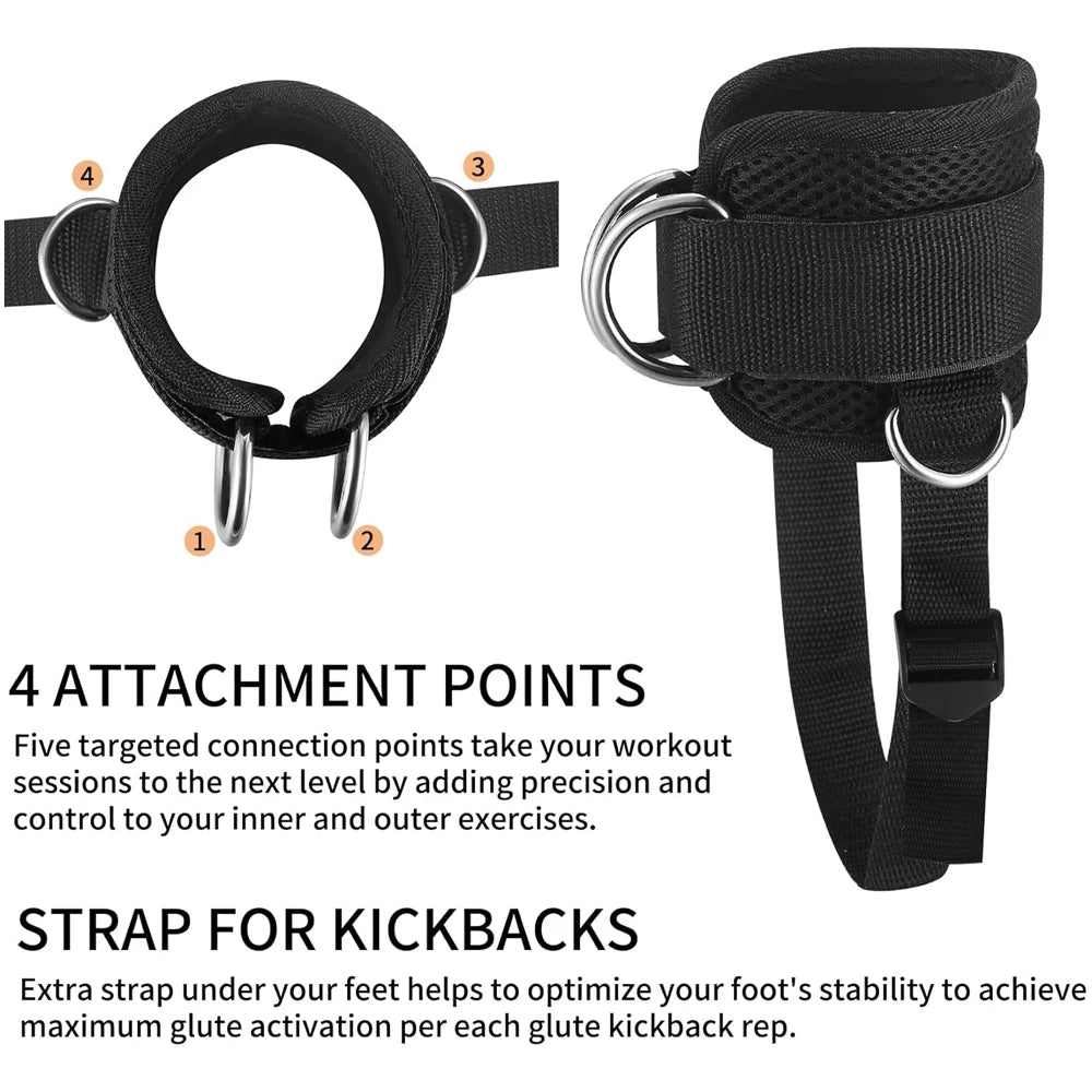 1PC Padded Thigh Strap with D-Ring – Ankle/Leg Cuff for Cable Machines, Gym Workout Accessory