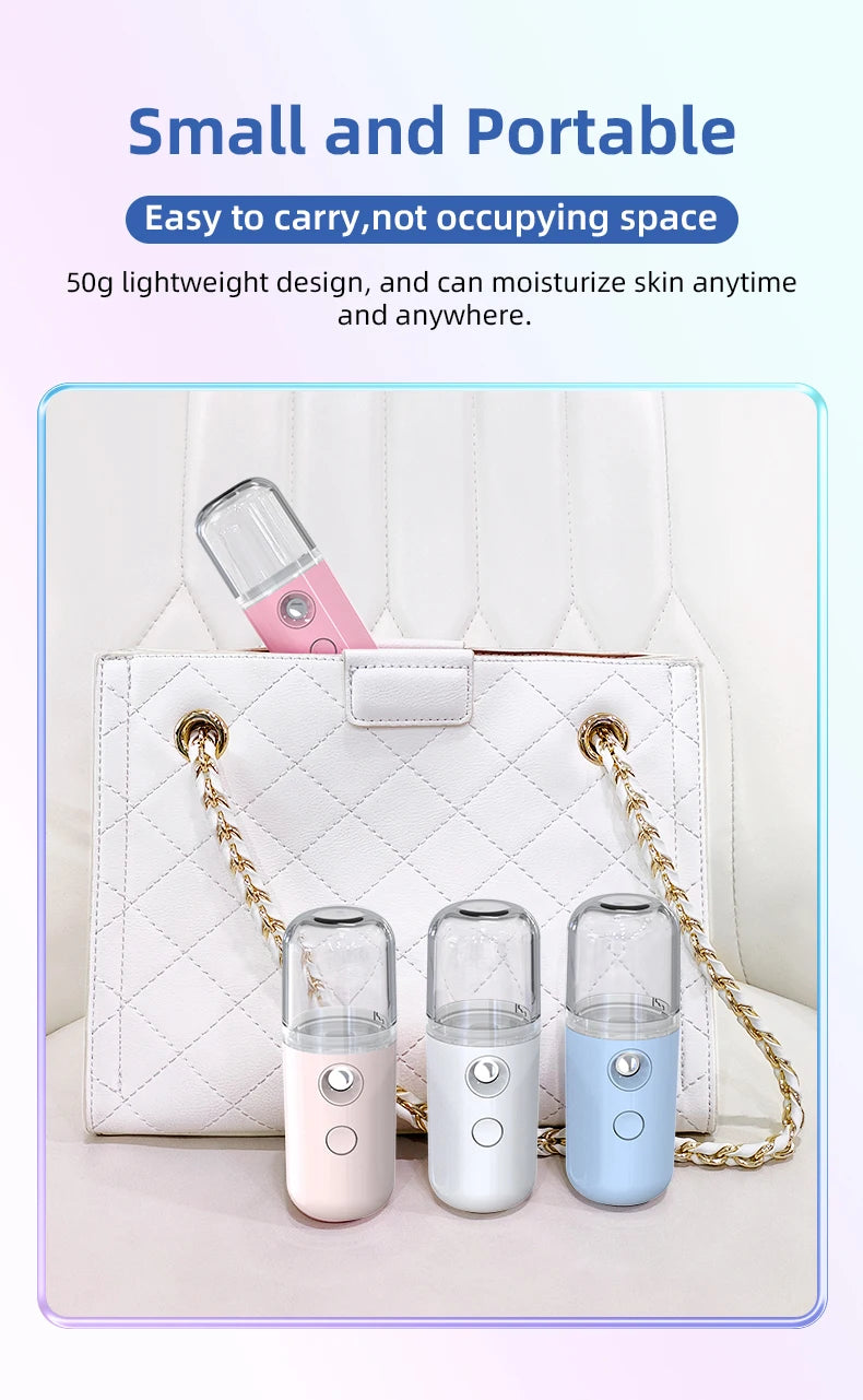 Mini Rechargeable Facial Steamer — 30ml Portable Nano Mist Sprayer for Instant Hydration, Wireless & Wireless! 💧✨
