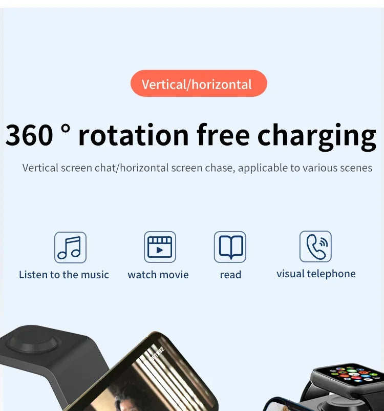 ⚡ 30W 3-in-1 Wireless Charging Stand – Fast Charger Dock for iPhone, Apple Watch & AirPods Pro