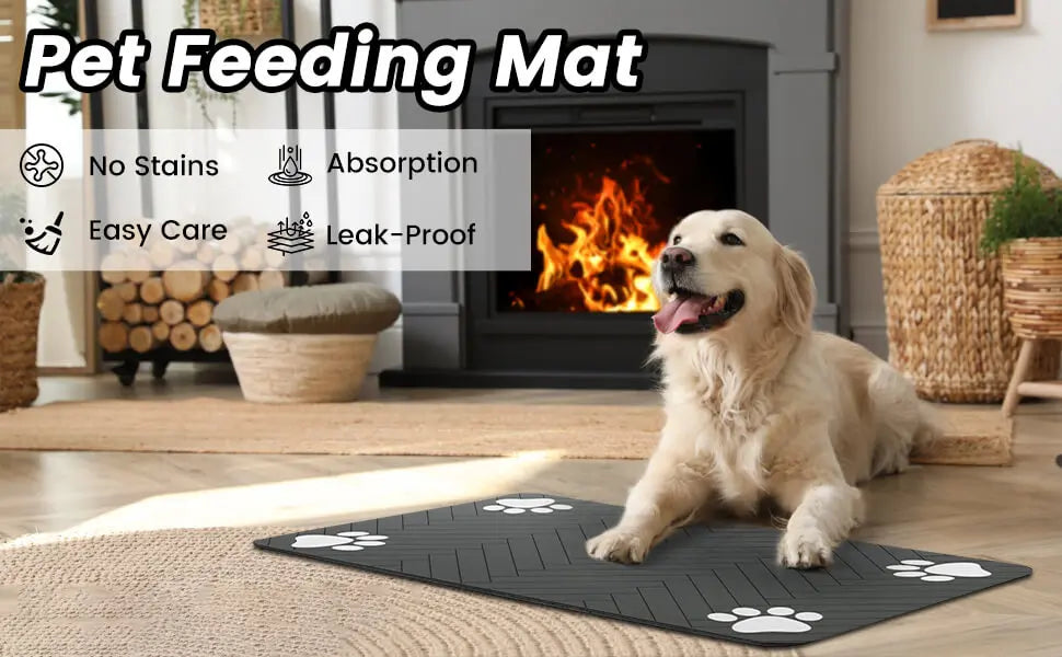 🐾 Pet Feeding Mat – Absorbent Waterproof Placemat for Dog & Cat Bowls