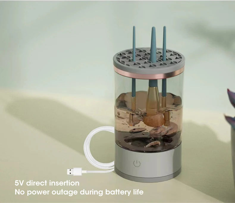 💄 USB Electric Makeup Brush Cleaner – 3-in-1 Portable Washer, Dryer & Drying Rack