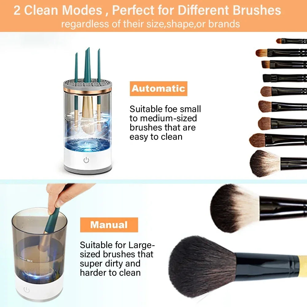 💄 USB Electric Makeup Brush Cleaner – 3-in-1 Portable Washer, Dryer & Drying Rack