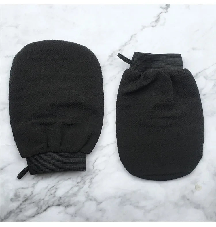 🛁 Black Exfoliating Bath Towel Glove – Double-Sided, Medium Sand Texture