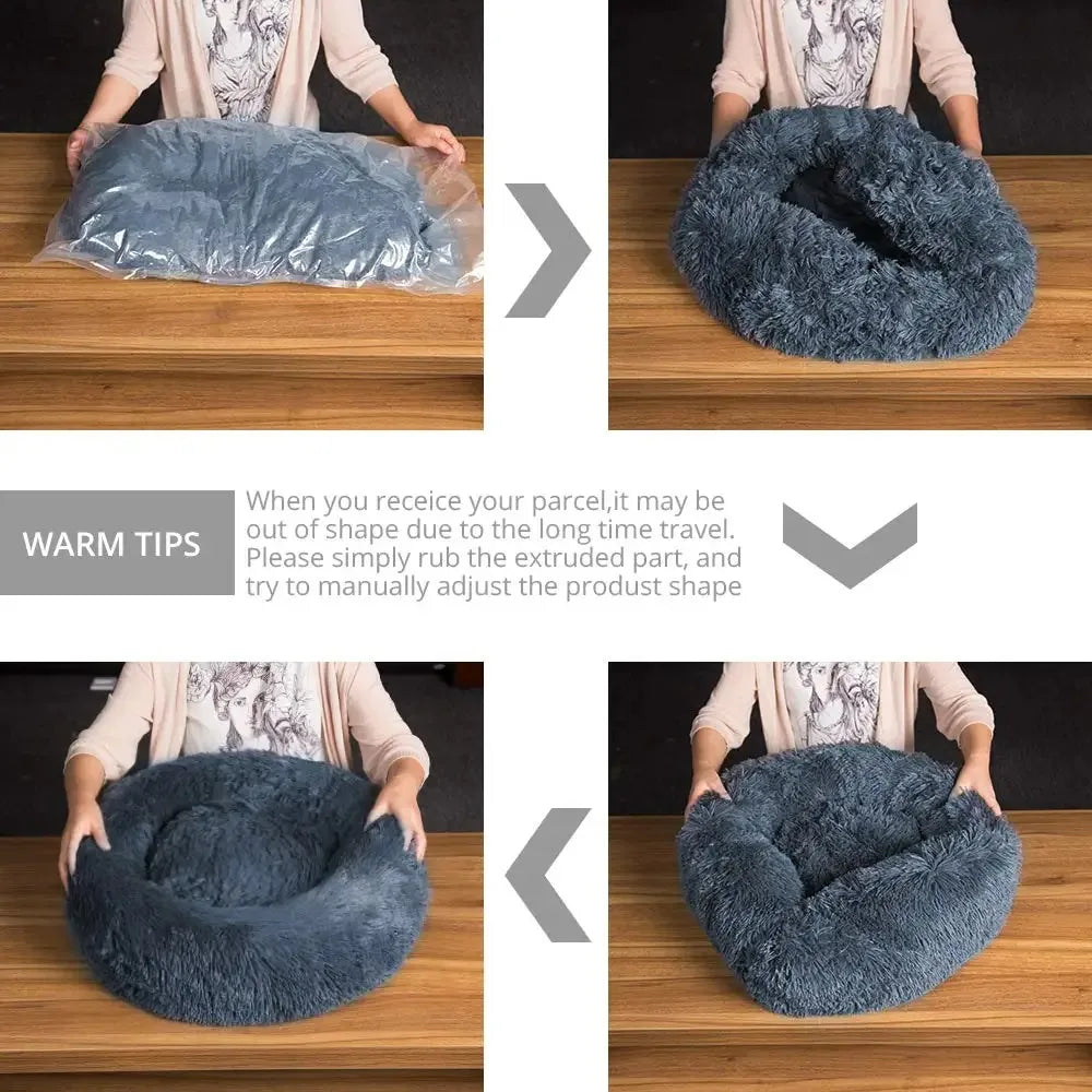 πΆπ± Round Plush Pet Bed β Warm, Washable Sofa Basket for Dogs & Cats
