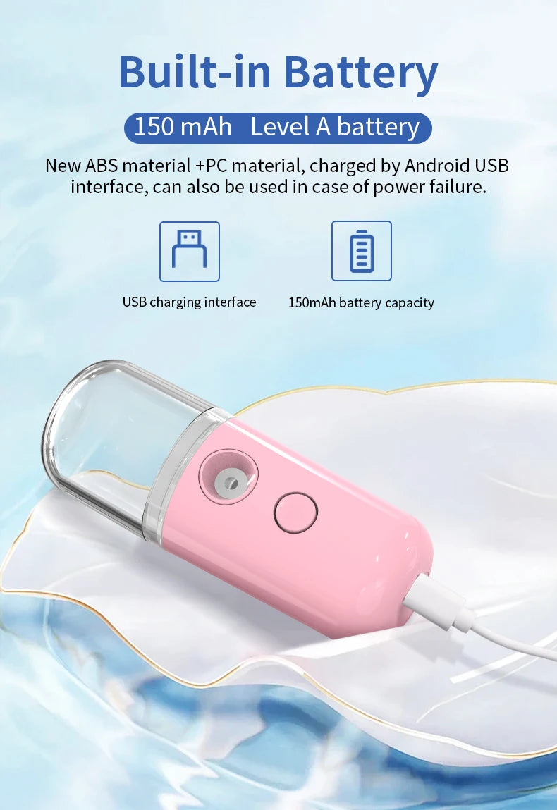 Mini Rechargeable Facial Steamer — 30ml Portable Nano Mist Sprayer for Instant Hydration, Wireless & Wireless! 💧✨