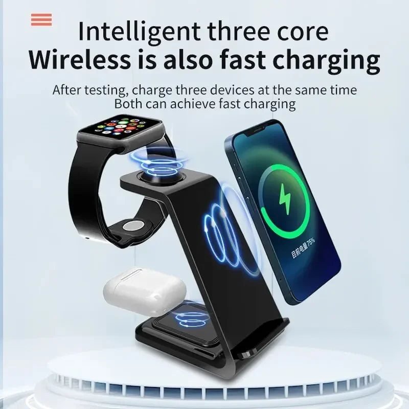 ⚡ 30W 3-in-1 Wireless Charging Stand – Fast Charger Dock for iPhone, Apple Watch & AirPods Pro