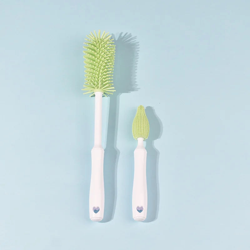 Silicone Baby Bottle & Pacifier Cleaning Set — 360° Straw & Glass Brush
