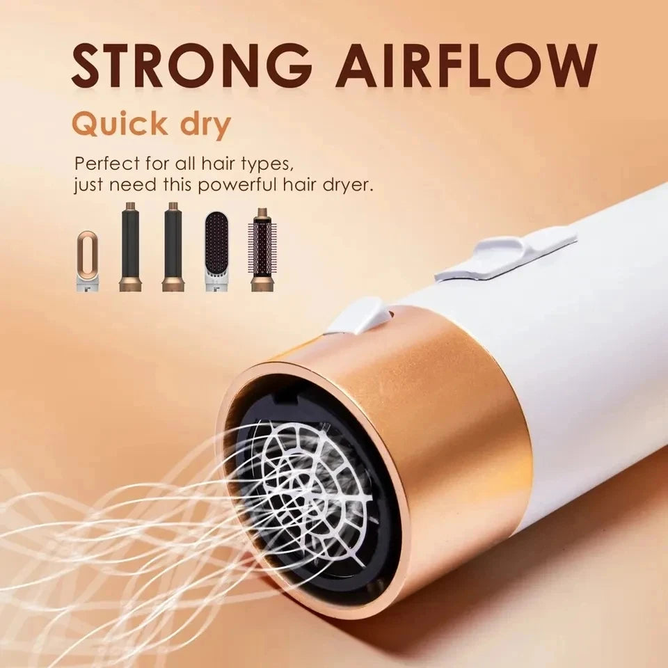 5 in 1 Low Noise Hair Styler Professional Hair Curling Straightening Hair Drying Hot Air Brushes 1000W