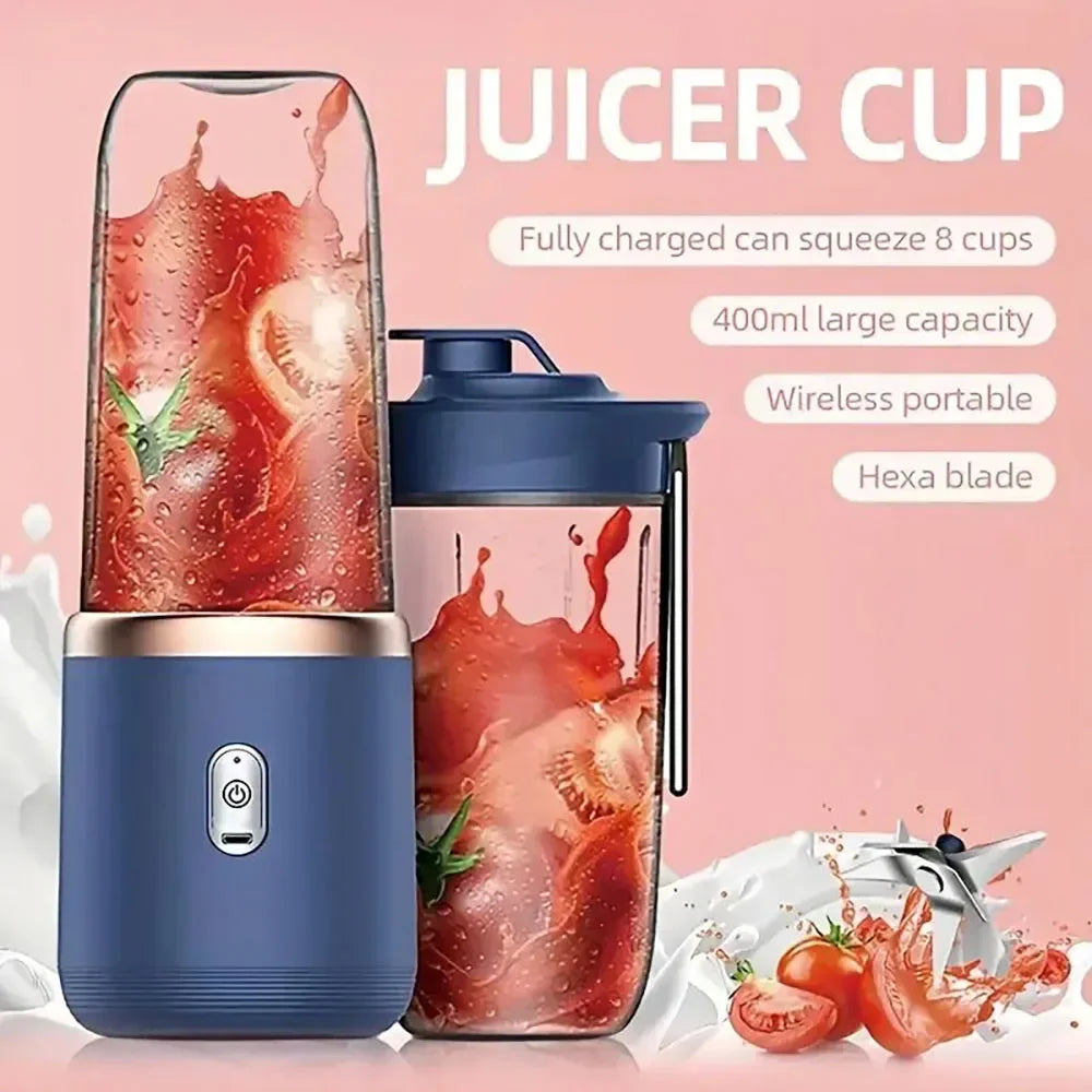 🍓 Portable USB Rechargeable Juicer Set – Mini Blender with 2 Cups