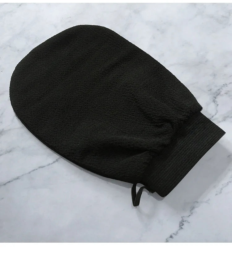 🛁 Black Exfoliating Bath Towel Glove – Double-Sided, Medium Sand Texture