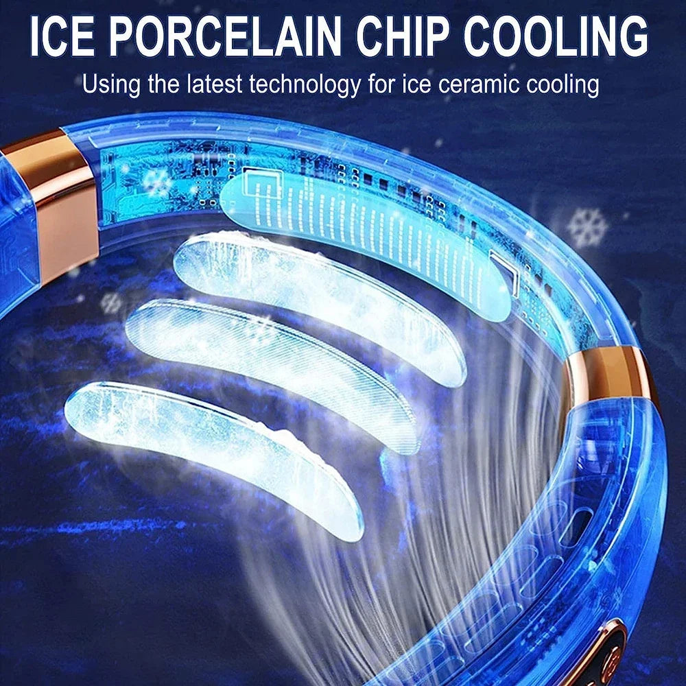 Mini Bladeless Hanging Neck Fan – Portable Air Cooler with Digital Display