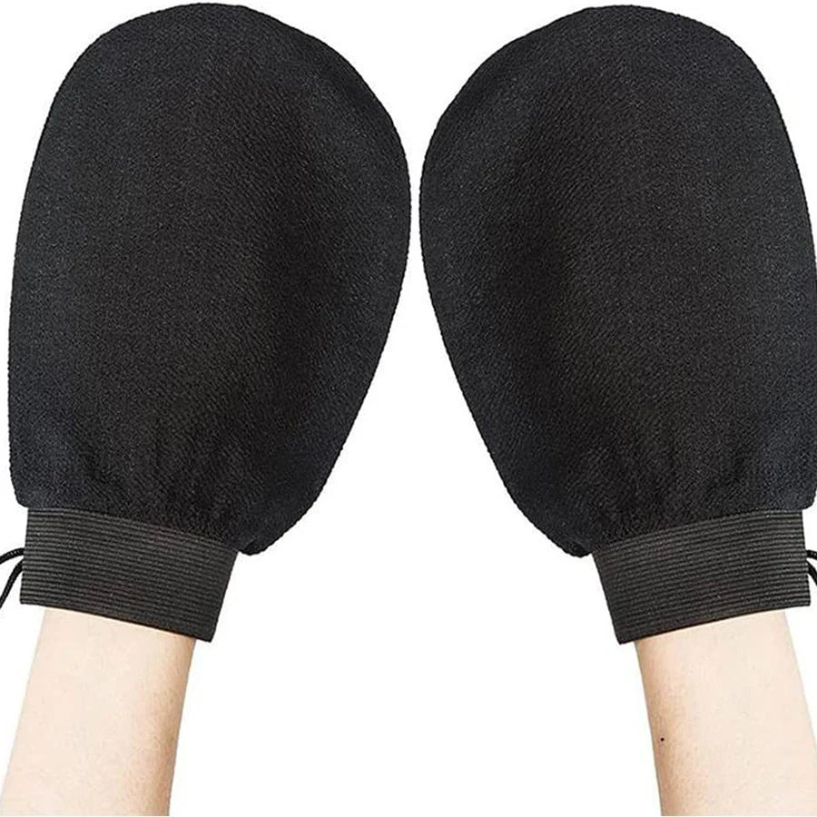 🛁 Black Exfoliating Bath Towel Glove – Double-Sided, Medium Sand Texture